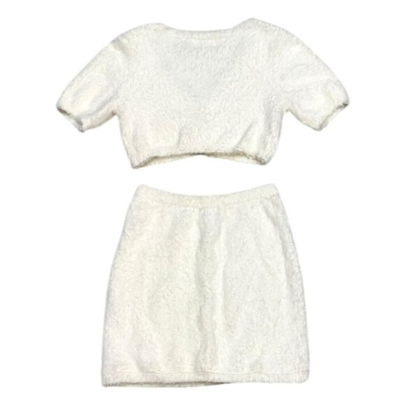 SABO Australia Designer Fuzzy Cute White Matching Set Skirt & Top Womens XS - Picture 2 of 5